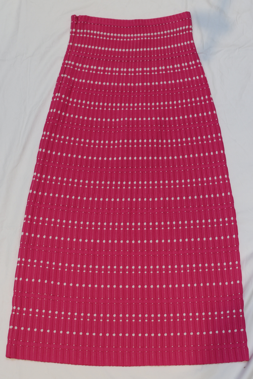 Offer Geometric Compact-Knit Skirt — Pink