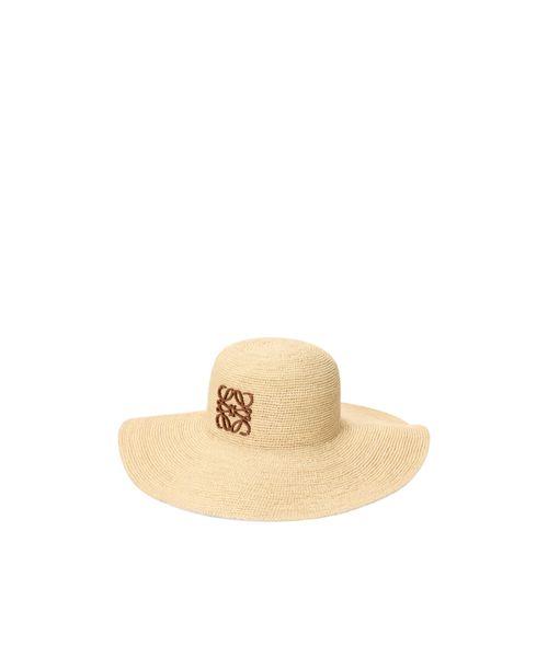 Sun hat in raffia and calfskin