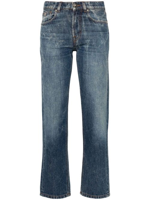 Logo-patch tapered jeans - Blue