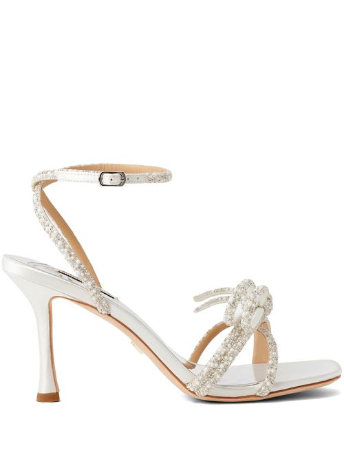 Effie 85mm bow leather sandals - White
