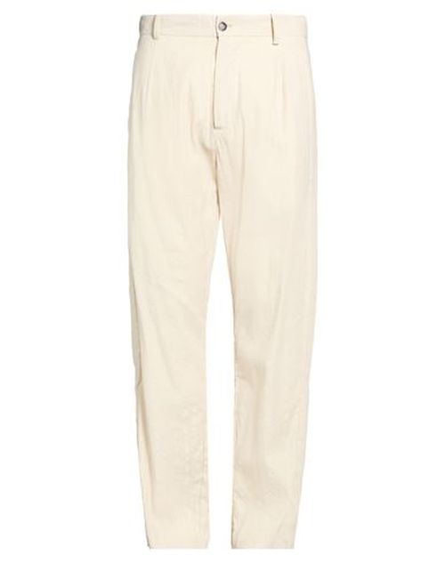 Man Pants Cream Size 38 Cotton, Linen, Paper