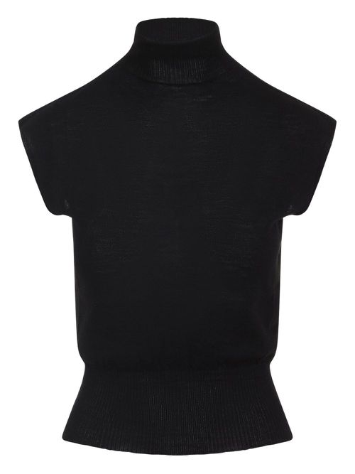 Turtleneck short-sleeve top - Black