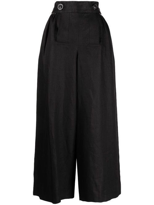 Button-fastening waist t rousers - Black