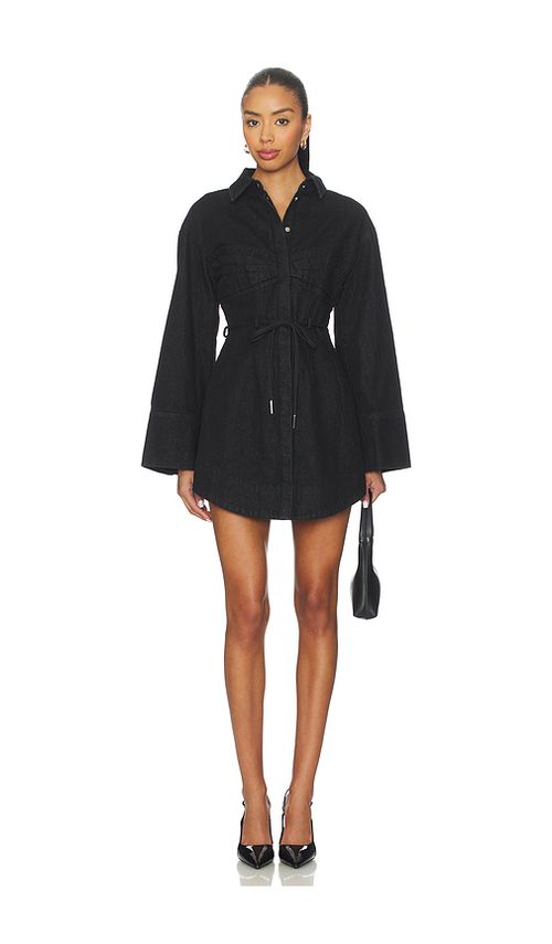 AMUR Clea Denim Day Dress in Charcoal. 6. Also