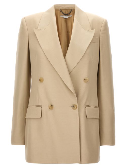 -Double-Breasted Blazer Blazer And Suits Beige-Donna