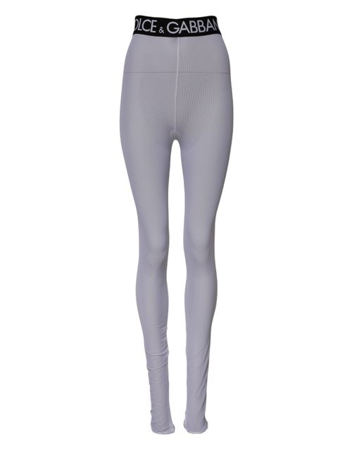 Logo-Embroidered Nylon Leggings — Gray