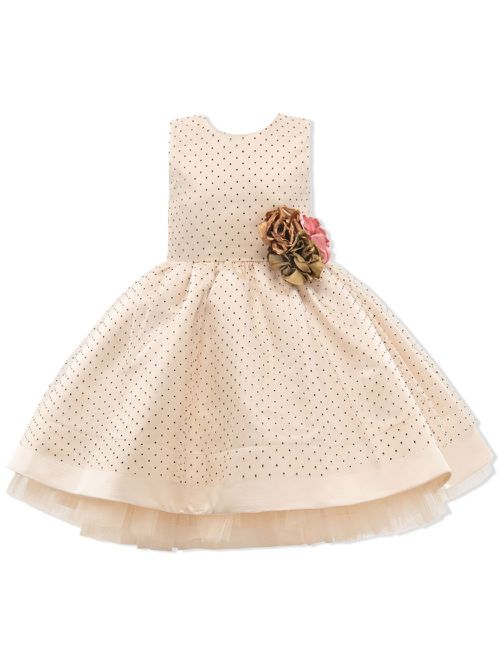 Floral brooch a-line dress - Neutrals