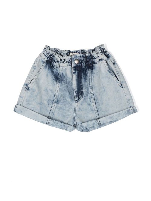 Acid wash denim shorts - Blue