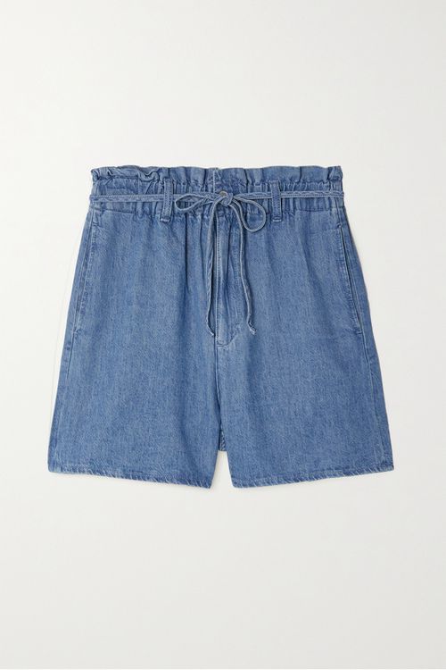 Cotton And Linen-blend Chambray Shorts - Blue - 23