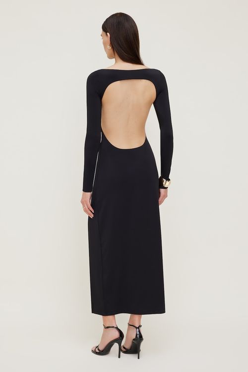 Sculpt Open Back Maxi Dress - Black - Women Clothing