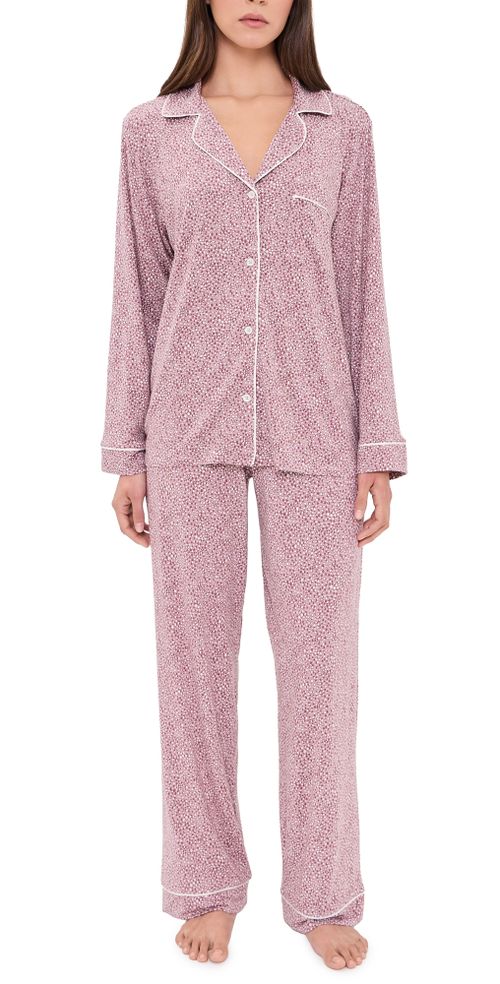 Gisele Printed Long Pajama Set Animal Instinct Woodrose/Ivory