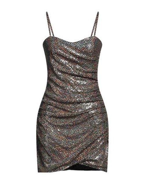 Woman Mini dress Gold Size S Nylon, Polyester, Elastane
