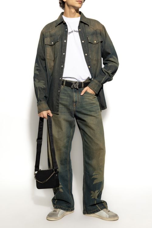 Jeans With Logo, Men's, Navy Blue
