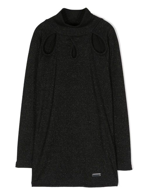Cut-out sparkle long-sleeve tunic - Black