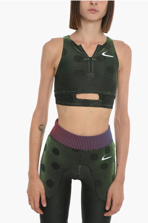 오프화이트 여성 NIKE Double-layered Active Top in Stripe Motif 8052865794947