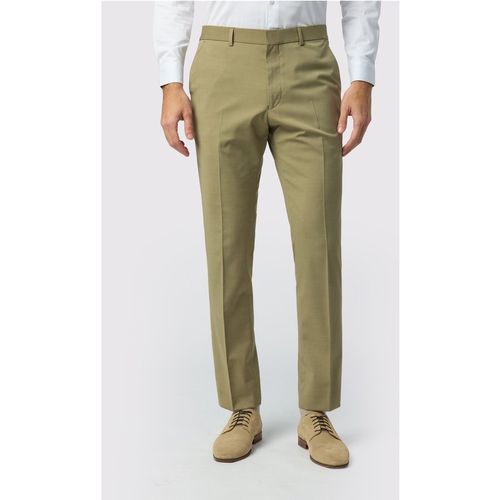 Ted Baker Mens Flat Fronted Slim Fit Suit Trousers in Khaki - 44R