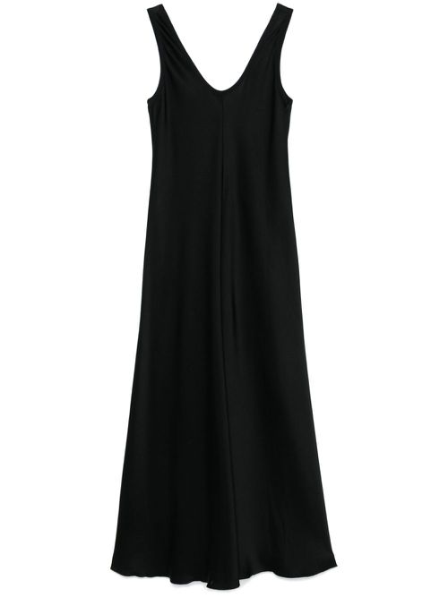 Satin flared dress - Black