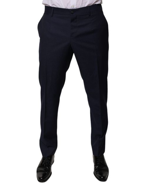 Cotton-Elastane Dress Trousers — Navy