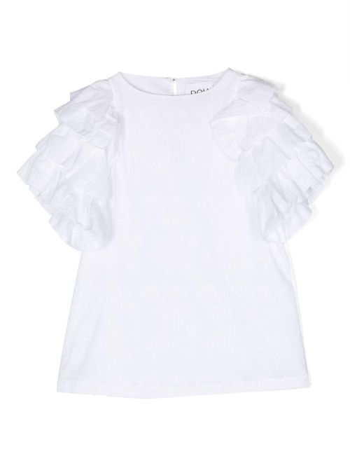 Ruffled sleeve mini dress - White