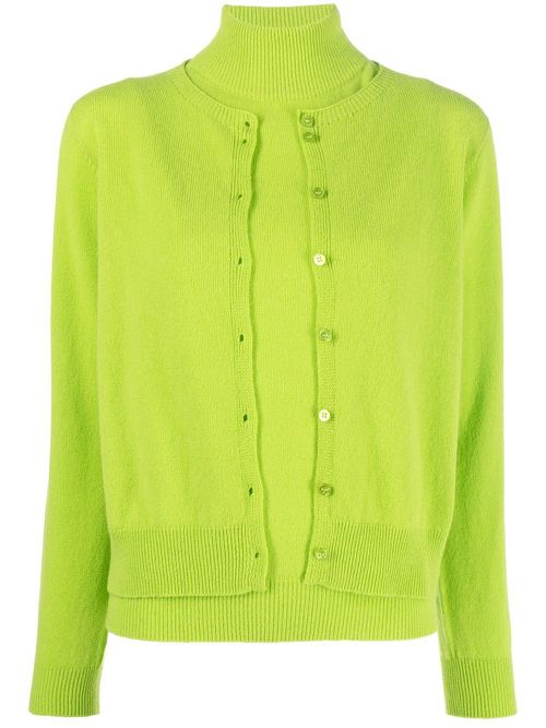 Button-up knitted cardigan set - Green