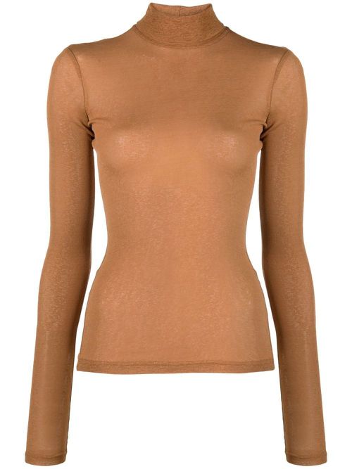 Knitted roll-neck top - Brown