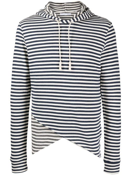 Striped cotton hoodie - White