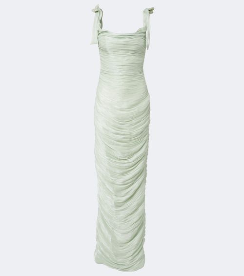 Pleated taffeta gown