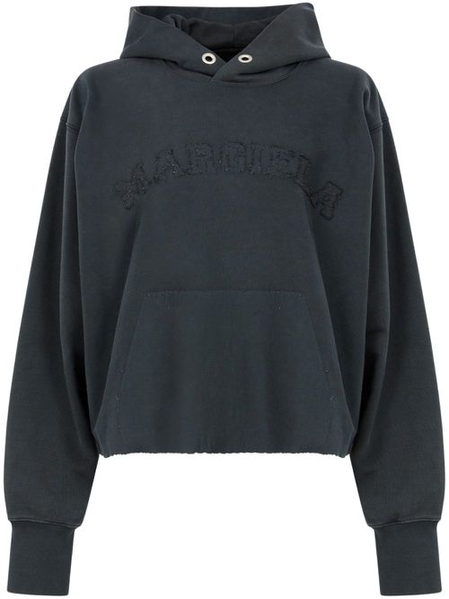Logo-embroidered cotton hoodie - Grey