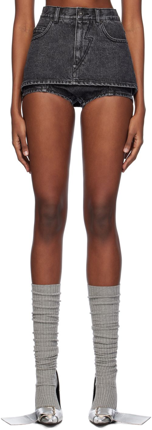Pushbutton SSENSE Exclusive Black Denim Skort