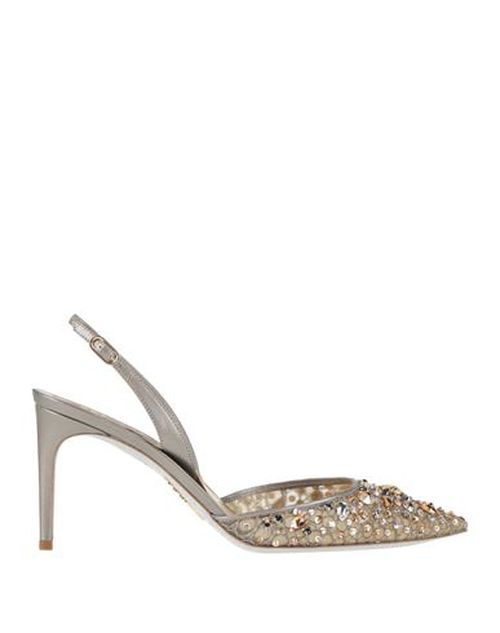 Woman Pumps Grey Size 12 Textile fibers, Leather