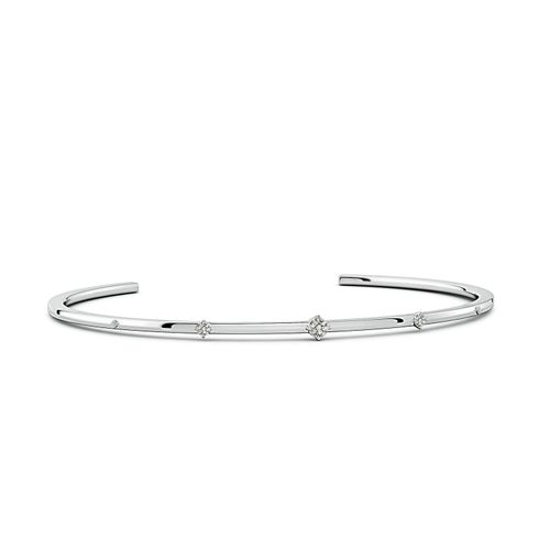 Angara 3 MM Five-Stone Round Diamond Station Cuff Bracelet in Platinum