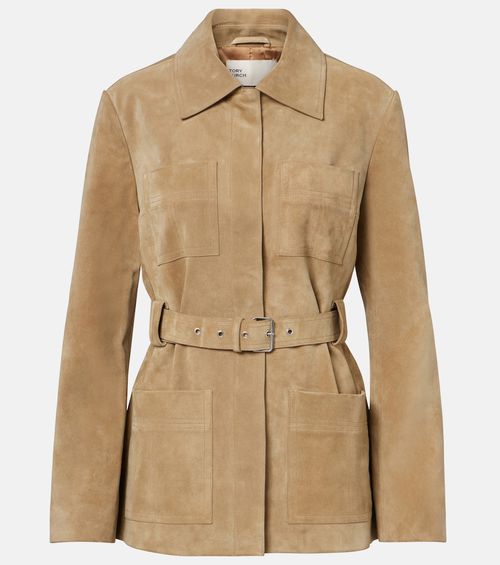 Belted suede jacket
