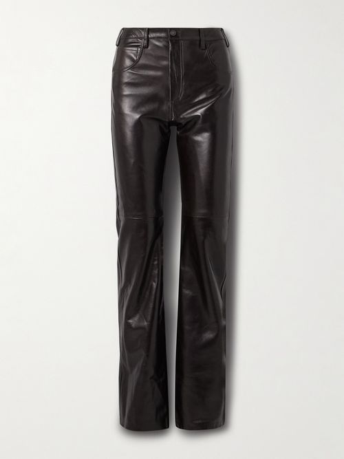 Joan Leather Straight-leg Pants - Brown