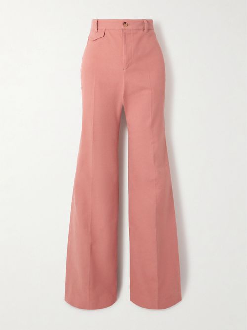 Organic Cotton-canvas Wide-leg Trousers - Pink