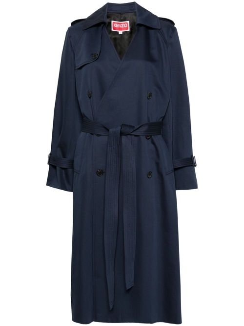 Double-breasted belted trench coat - Blue