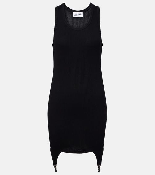 Ribbed-knit cotton jersey minidress