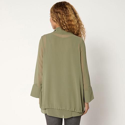 WynneLayers Drape-Front Chiffon Jacket - Green