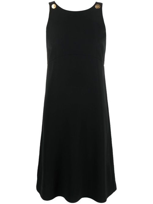 Button-detail sleeveless dress - Black