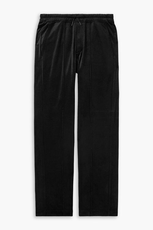 Wide-leg silk and cotton-blend velvet pants - Black - IT 44