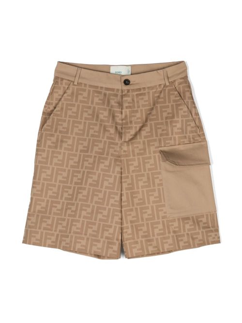 FF-patterned cargo shorts - Brown