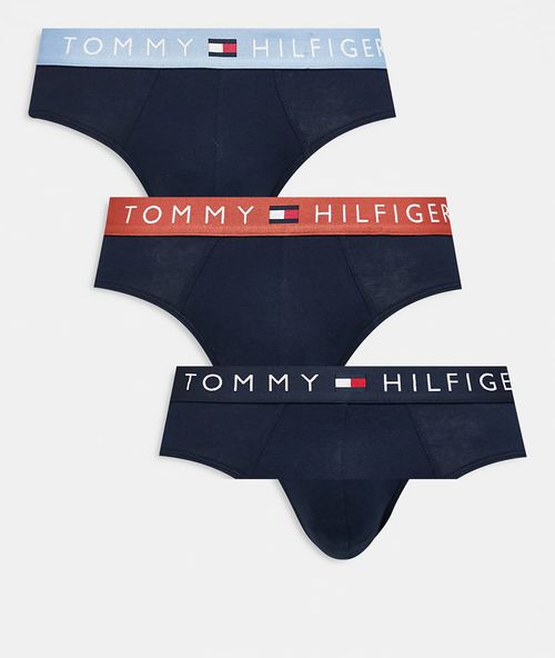 Original 3 pack briefs in navy with navy/copper/blue waistband