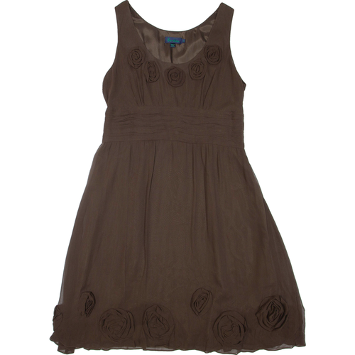 BODEN Womens Day Dress Brown Silk Sleeveless Knee Length