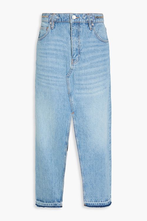 Maje - Chain-embellished denim maxi skirt - Blue - FR 42