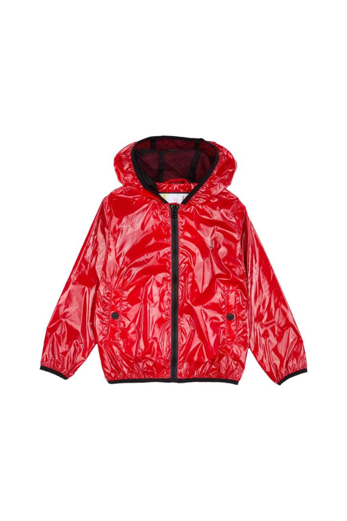 Hooded Nylon Down Jacket — Red