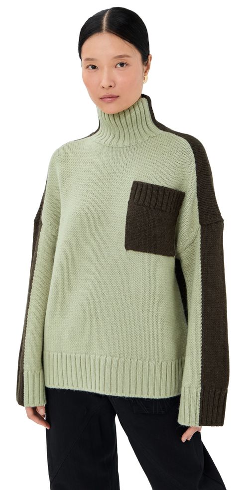 Two Tone Patch Pocket Sweater Nougat/Chocolate 