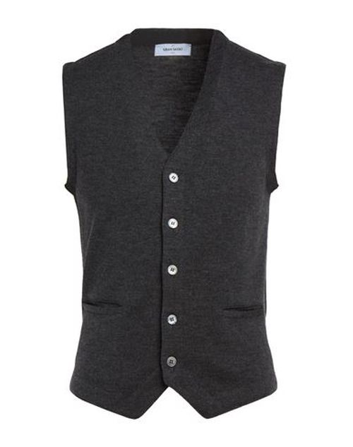 Extrafine Merinos Man Cardigan Charcoal Size 36 Virgin Wool