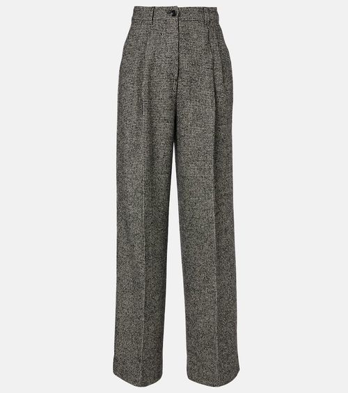 Pleated wool-blend wide-leg pants