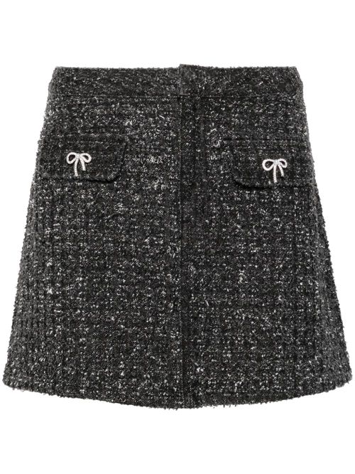 Textured denim mini skirt - Black