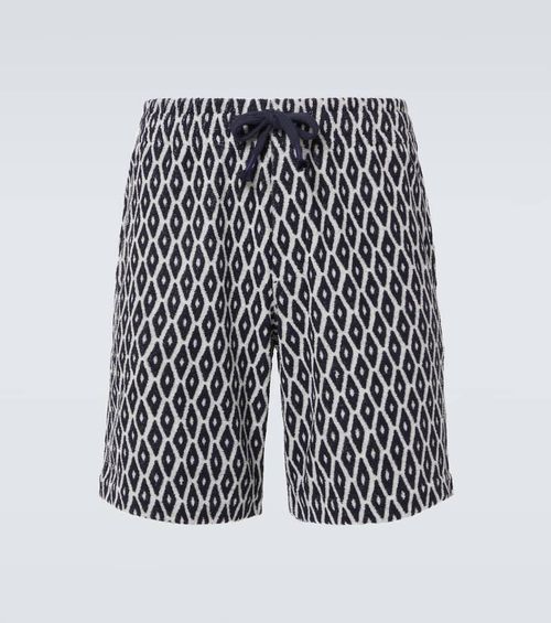 Printed cotton-blend terry shorts