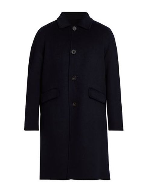 Man Coat Black Size M Wool, Polyester